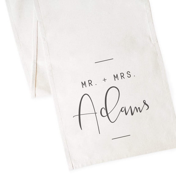 Personalized Mr. & Mrs. with Last Name Cotton Canvas Table Runner