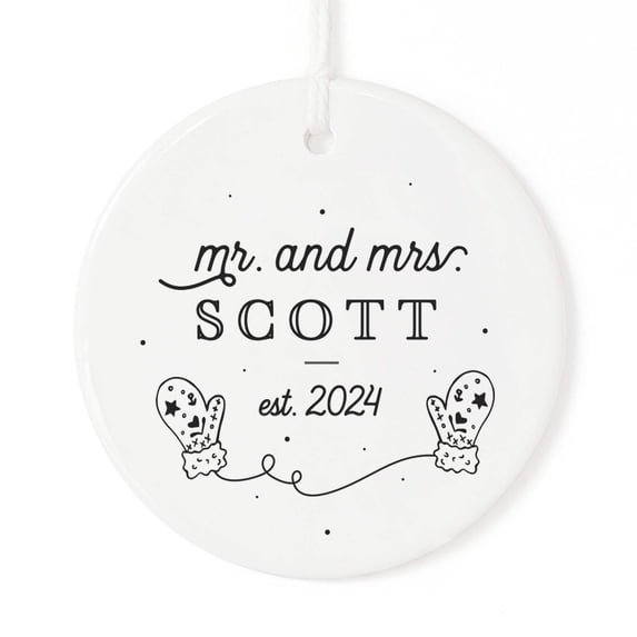Personalized Mr. Mrs. with Last Name and Est. Date Christmas Ornament