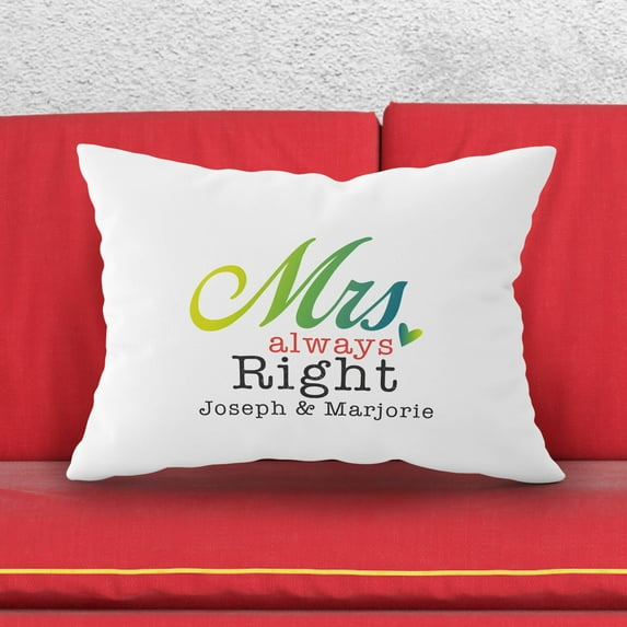 Personalized Mrs. Right Pillow Case for Her