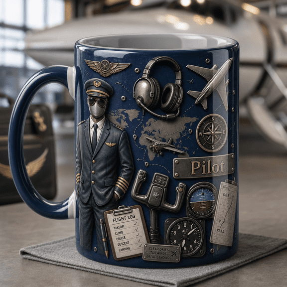 Personalized Mug Aviation Pilot Cockpit Instruments Coffee Cup for Him