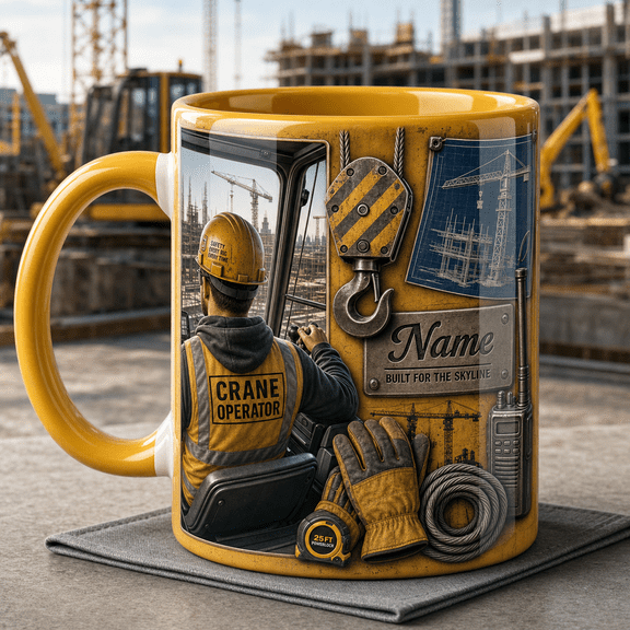 Personalized Mug Crane Operator Tower Crane Ceramic Coffee Cup for Construction Worker Gift