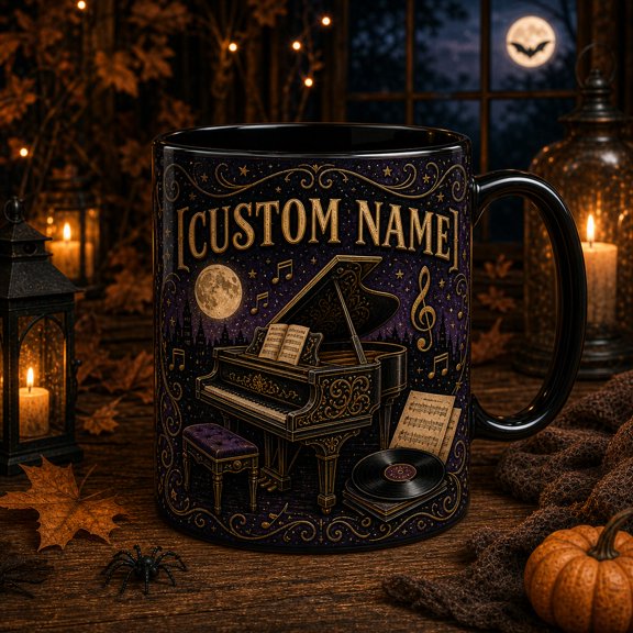 Personalized Mug Custom Name Grand Piano Music Design