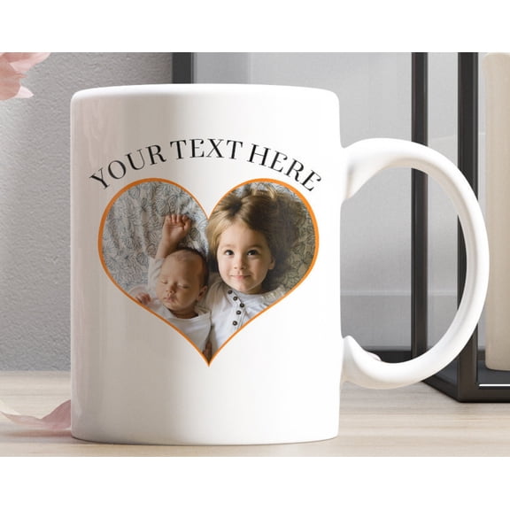 Personalized Mug Custom Text and Photo Heart Mug Make Your Own Mug Unique Artwork Personal