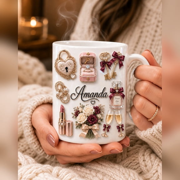 Personalized Mug Forever Love Lock Ceramic Coffee Cup for Anniversary Gift