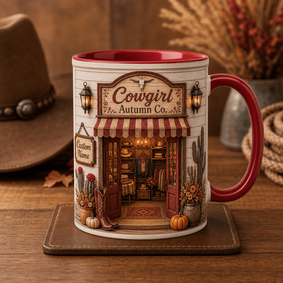Personalized Mug Gift Cowgirl Autumn Custom Name Coffee Cup for Western Fall Fans