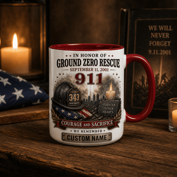 Personalized Mug Gift Ground Zero Rescue Tribute Ceramic Coffee Cup for 911 Remembrance