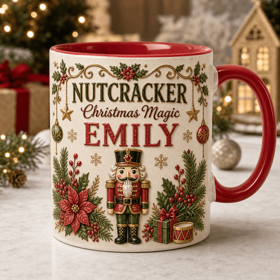 Personalized Mug Gift Nutcracker Christmas Magic Ceramic Coffee Cup for Holiday Coffee Lovers