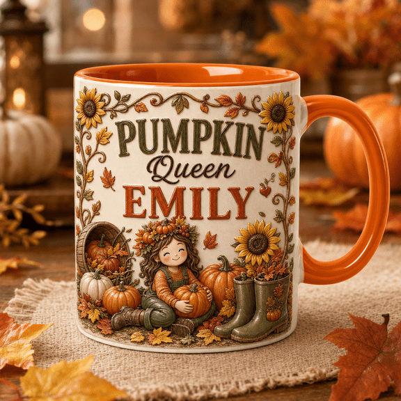 Personalized Mug Gift Pumpkin Queen Ceramic Coffee Cup for Fall Coffee Lovers