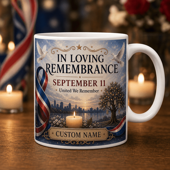 Personalized Mug Gift September 11 Remembrance Ceramic Coffee Cup for Memorial Tribute
