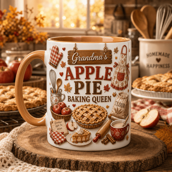 Personalized Mug Grandma Apple Pie Baking Fall Kitchen