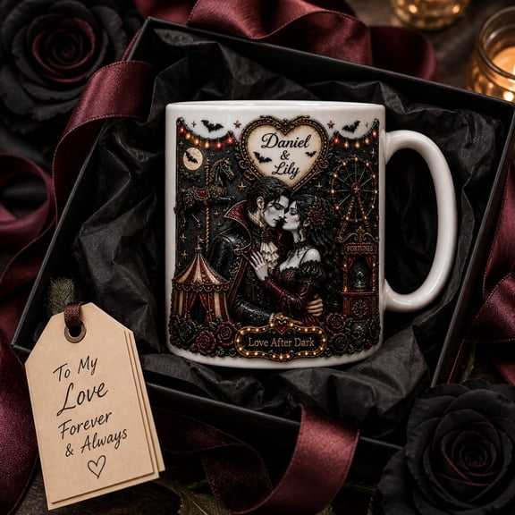 Personalized Mug Halloween Couple Ceramic Coffee Cup for Gothic Romance Halloween Gift