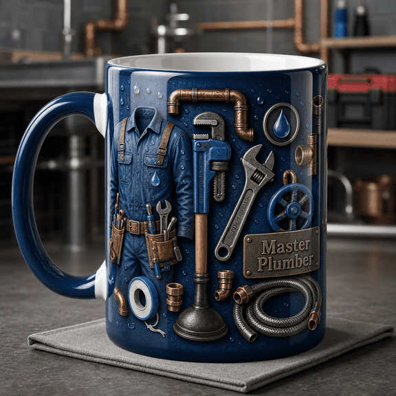 Personalized Mug Plumber Tools Ceramic Coffee Cup for Master Plumber Gift