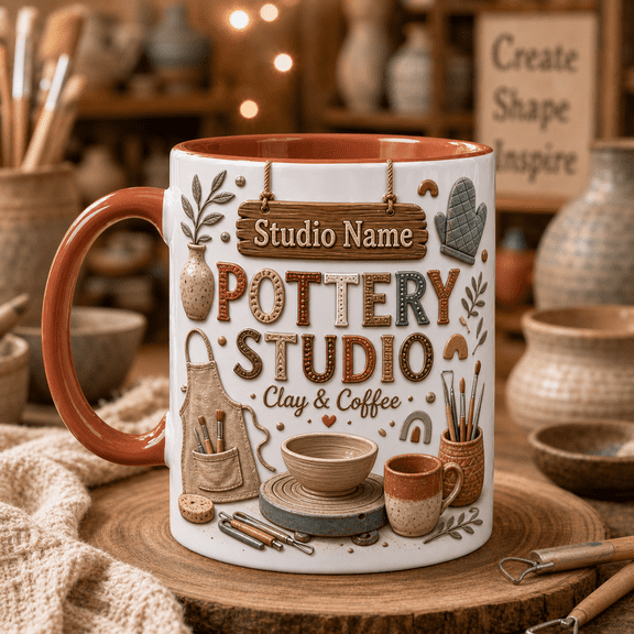 Personalized Mug Pottery Studio Fall Gift For Clay Lovers