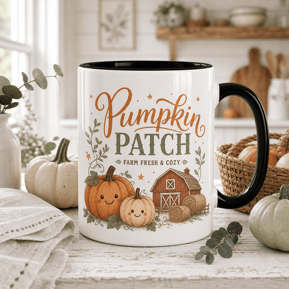Personalized Mug Pumpkin Patch Farmhouse Ceramic for Fall Coffee Thanksgiving Gift