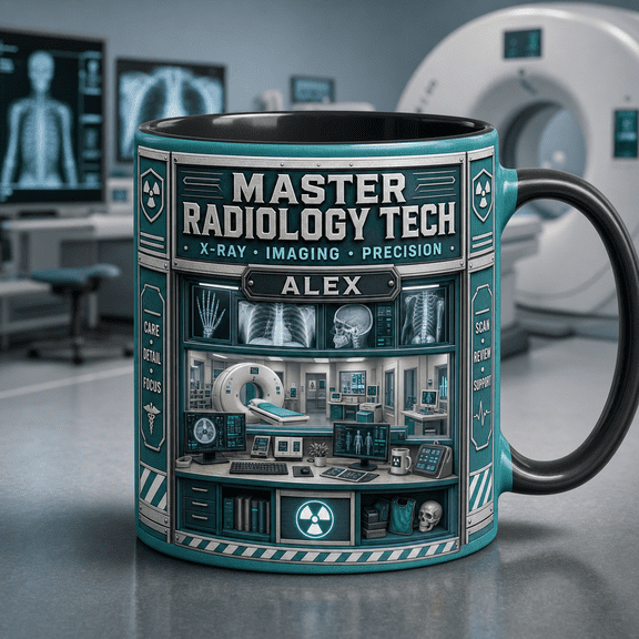 Personalized Mug Radiology Tech X-Ray Image Ceramic Coffee Cup for Medical Scanner Staff