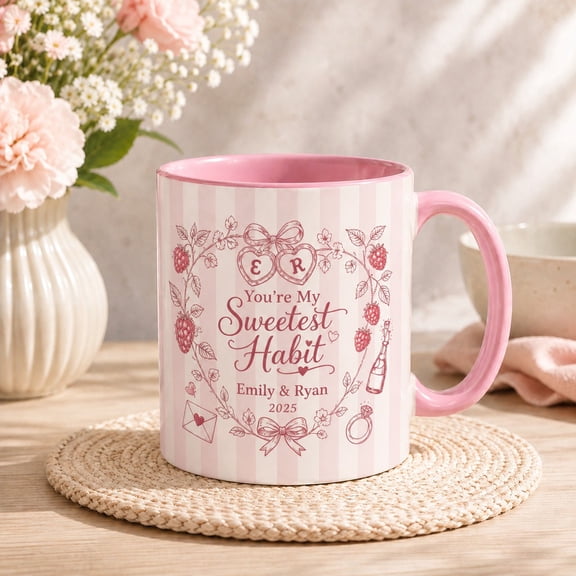 Personalized Mug Raspberry Sweet Love Ceramic Coffee Cup Couples Valentine’s Day Gift