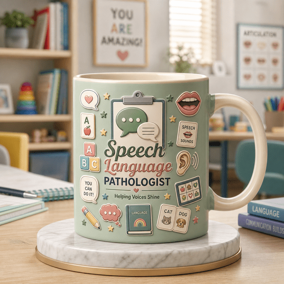 Personalized Mug, Speech Language Pathologist Speech Bubbles for Coffee, Therapist Gift