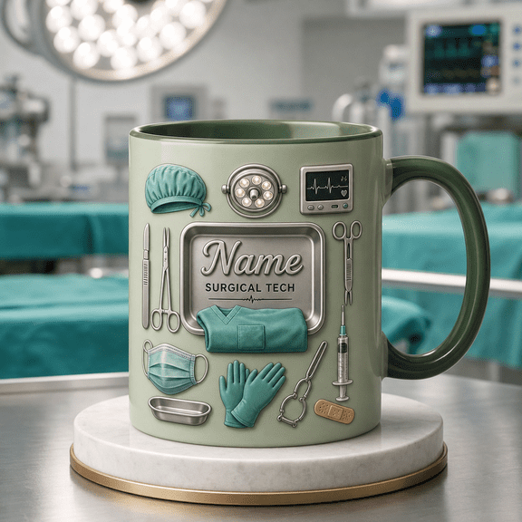 Personalized Mug Surgical Tech Tools Ceramic Coffee Cup for Work Break Gift