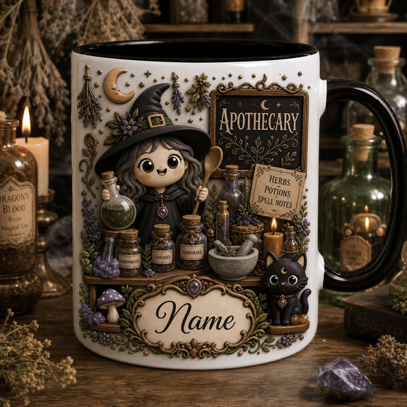Personalized Mug Witch Apothecary Ceramic Coffee Cup for Halloween Gift