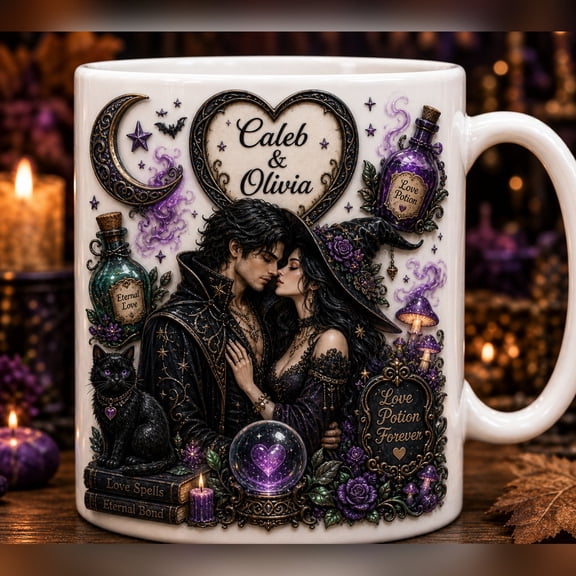 Personalized Mug Witchy Love Potion Ceramic Coffee Cup for Halloween Couples