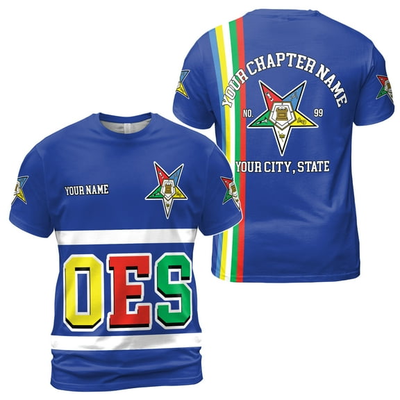 Personalized Multi-color Order of the Eastern Star OES AF&AM T-shirt S-5XL