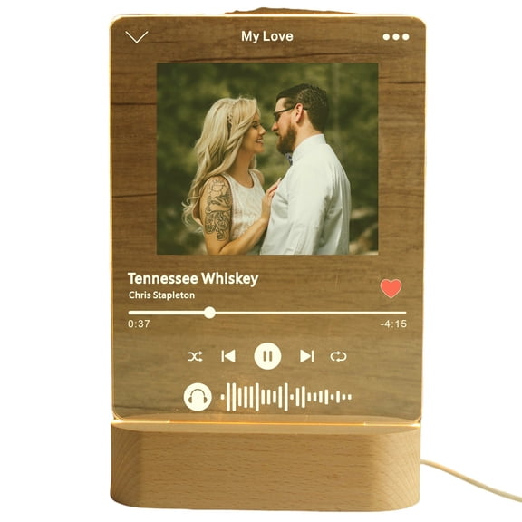 Personalized Musical Plaque with Photo & Spotify Playlist Code - Custom Couple Gift for Anniversary Valentine's Day Birthday