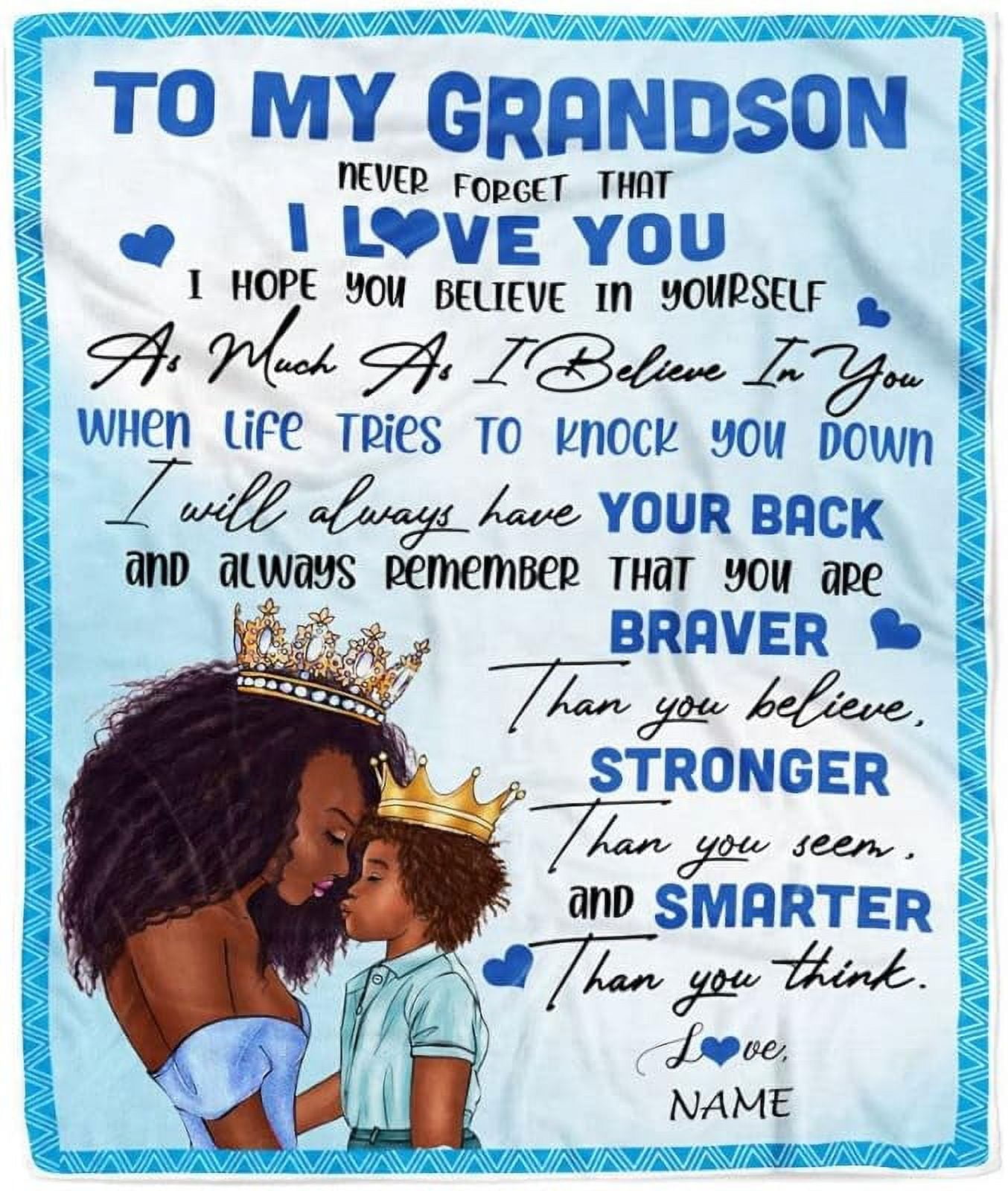 Personalized To My Grandson Fleece Throw Blanket/Quilt/Pillow Cover - Gift Idea For Newborn Grandson/Granddaughter - To My Grandson