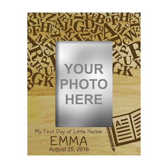 Personalized My First Day To School Wood Engraved Picture Frame With Name -5 x 7 Inches Horizontal