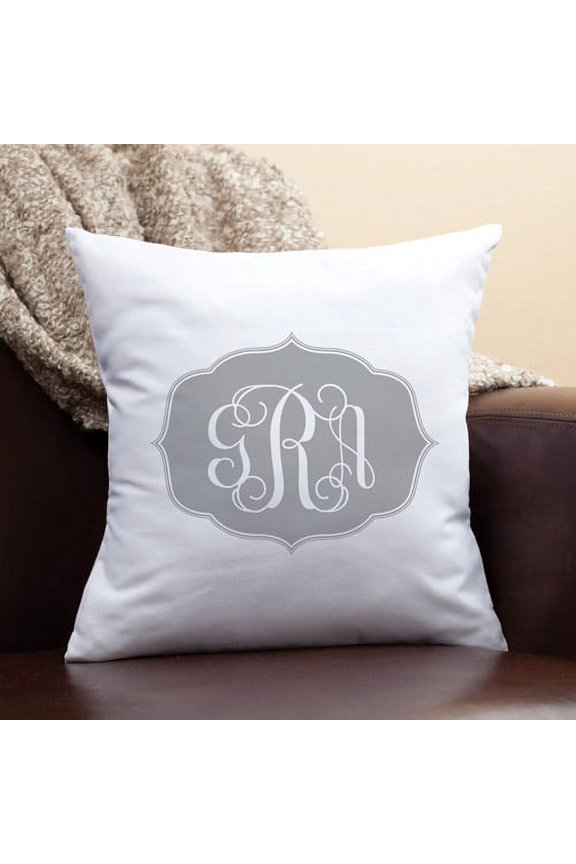 Personalized My Gray Monogram Pillow