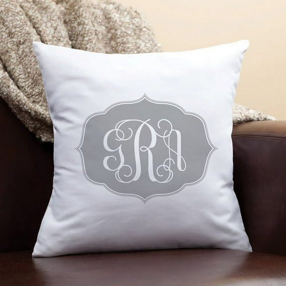 Personalized My Gray Monogram Pillow