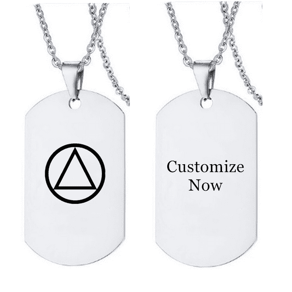 Personalized NA Sobriety Gifts for Women Men Inspirational Stainless Steel Military Necklace Pendant Sober Surgery Alcoholics Anonymous Addiction Recovery Gifts for Friends Family,Customized
