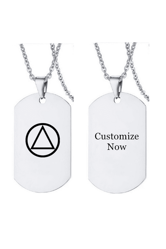 Personalized NA Sobriety Gifts for Women Men Inspirational Stainless Steel Military Necklace Pendant Sober Surgery Alcoholics Anonymous Addiction Recovery Gifts for Friends Family,Customized
