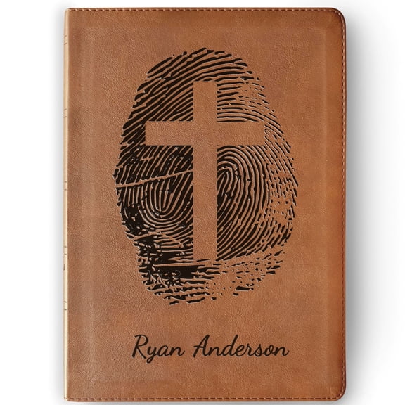 Personalized NASB 1995 Side-Column Reference Bible with Engraved Name  Fingerprint Cross Design, Christian Gift