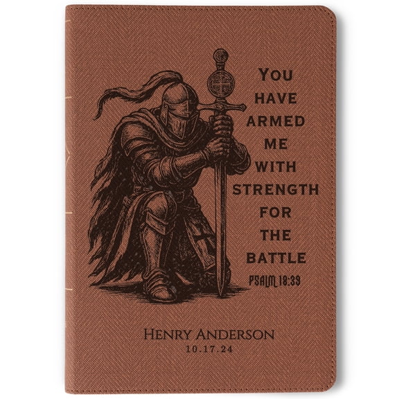 Personalized NASB Thinline Bible, Custom Bible Engraved Name, Knight Warrior Design, Christian Gift, Baptism Gift, Bible Gift for Him