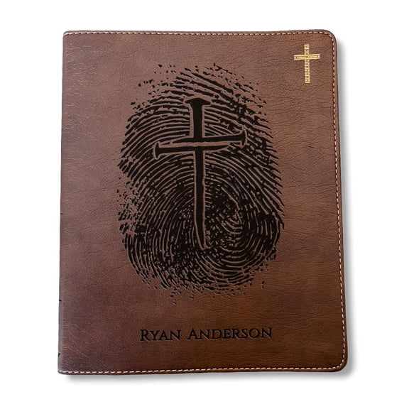 Personalized NIV Bible, Custom Engraved Fingerprint & Cross Bible with Name, NIV Journaling Bible, Gift for Baptism, Wedding, Confirmation