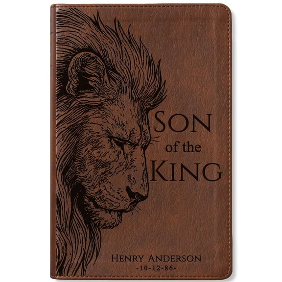 Personalized NLT Super Giant Print Bible with Custom Lion Design, Engraved Name, New Living Translation, Christian Gift for Baptism, Wedding, Graduation