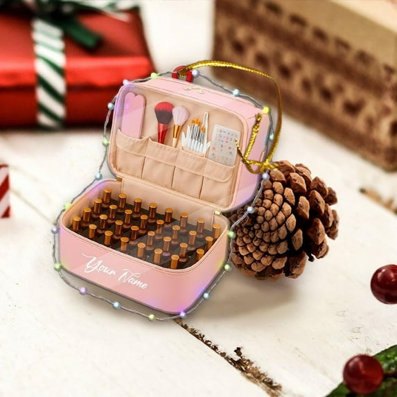 Personalized Nail Polish Organizer Acrylic Christmas Ornament 2025 Custom Name Beauty Lover Keepsake, Nail Tech Holiday Tree Decor, Salon Gift