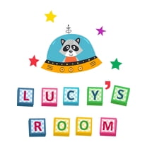 Personalized Name Alphabetic Blocks Decor ArtWall Decal Decoration Adventurous Space Cartoon Space Decorating Ideas for Child's Bedroom Size: 9 In(W) x 10 In(H)