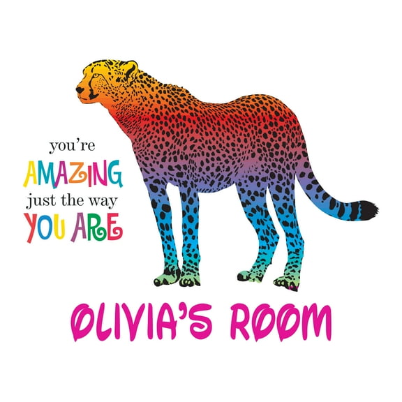 Personalized Name Animal Wall Decal Colorful Tiger Standing Custom Name Bedroom Wall Decal for boys and girls Tiger You're Amazing Just the Way you are Themed Kids Room Décor - Size: 20 In x 16 In