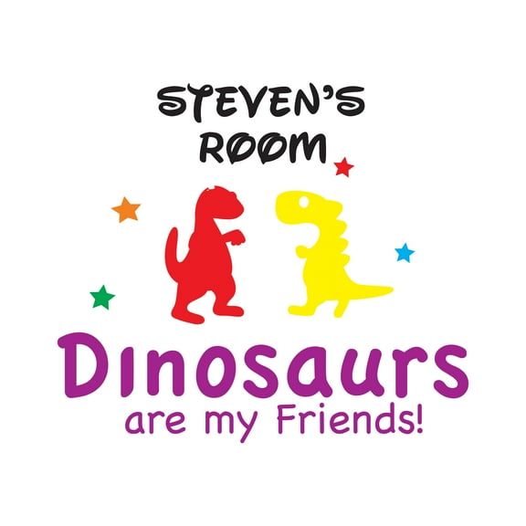 Personalized Name Animal Wall Decal Friends Quote Colourful Dinosaur Custom Name Bedroom Wall Decal for boys and girls Dinosaurs Dinosaurs are My Friends Themed Kids Room Décor - Size: 20 In x 18 In