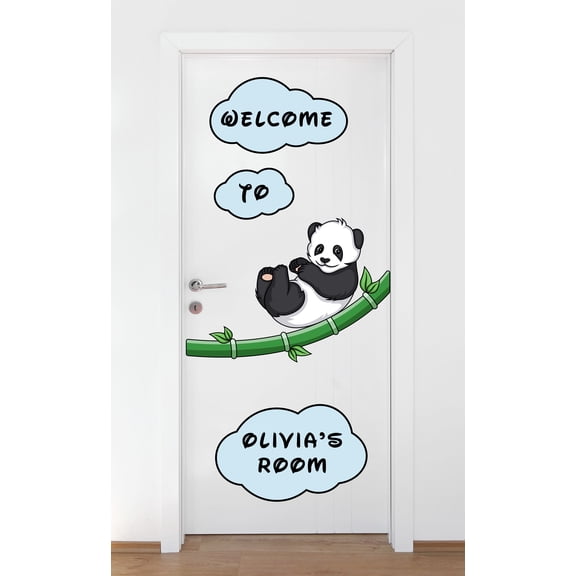 Personalized Name Animal Wall Decal Lazy Panda Sleeping on a Tree Branch Daycare Wall Decal for Care Taker Panda Cute Themed Room Dcor - Size: 36 In x 80 In