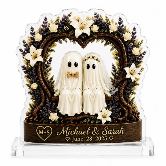Personalized Name Anniversary Acrylic Plaque Couple Ghost Table Memorial Desktop Keepsake Decor