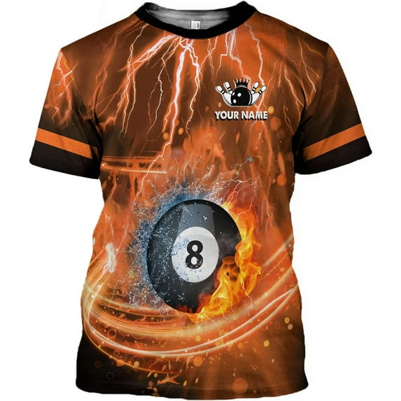 Personalized Name Billiard Shirts 3D, Billiards Shirt 8 Ball Billiard Shirt Custom Men's Pool Men Women\u2026 (Orange, M)