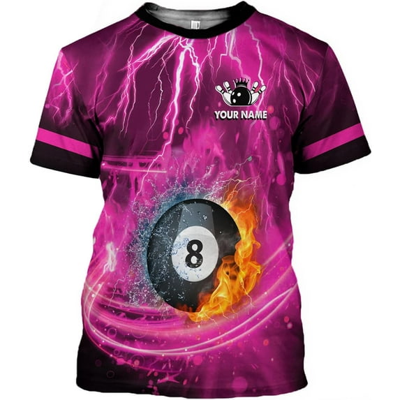 Personalized Name Billiard Shirts 3D, Billiards Shirt 8 Ball Billiard Shirt Custom Men's Pool Men Women\u2026 (Pink, 4XL)