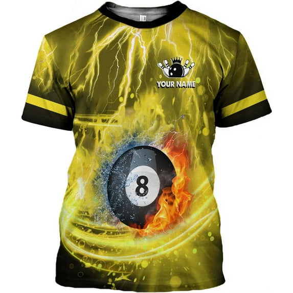 Personalized Name Billiard Shirts 3D, Billiards Shirt 8 Ball Billiard Shirt Custom Men's Pool Men Women\u2026 (Yellow, 4XL)