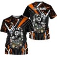 thumbnail image 1 of Personalized Name Billiard Shirts 3D, Billiards Shirt 8 Ball Billiard Shirt Custom Men's Pool Men Women1 (Orange, 5XL), 1 of 10