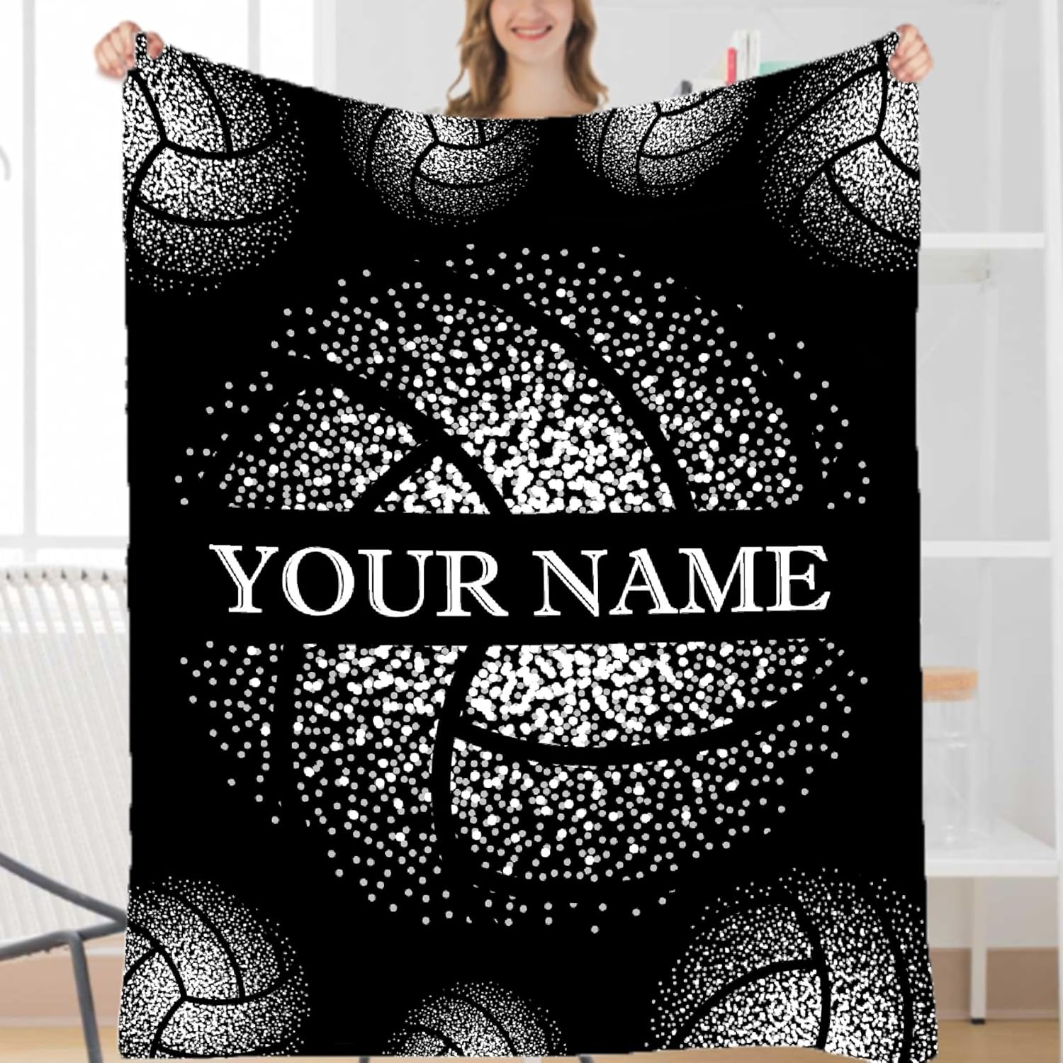 Personalized Name Blanket Custom Volleyball Blanket with Name for Boys