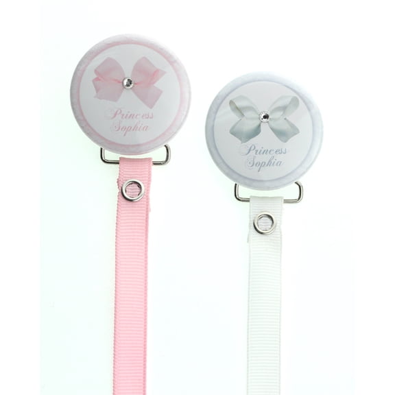 Personalized Name Bow with Crystal Pacifier Clip