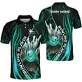 thumbnail image 1 of Personalized Name Bowling Polo Shirts 3D for Men and Women, Bowling Shirt, Bowling Shirts for Men Team Bowling Shirt (Teal, XL), 1 of 9