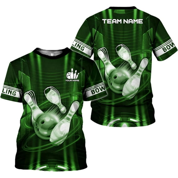 Personalized Name Bowling Shirts for Men & Women, Bowling Shirts for Team Bowling, Bowling Shirts Gift Unisex (Green, XL)
